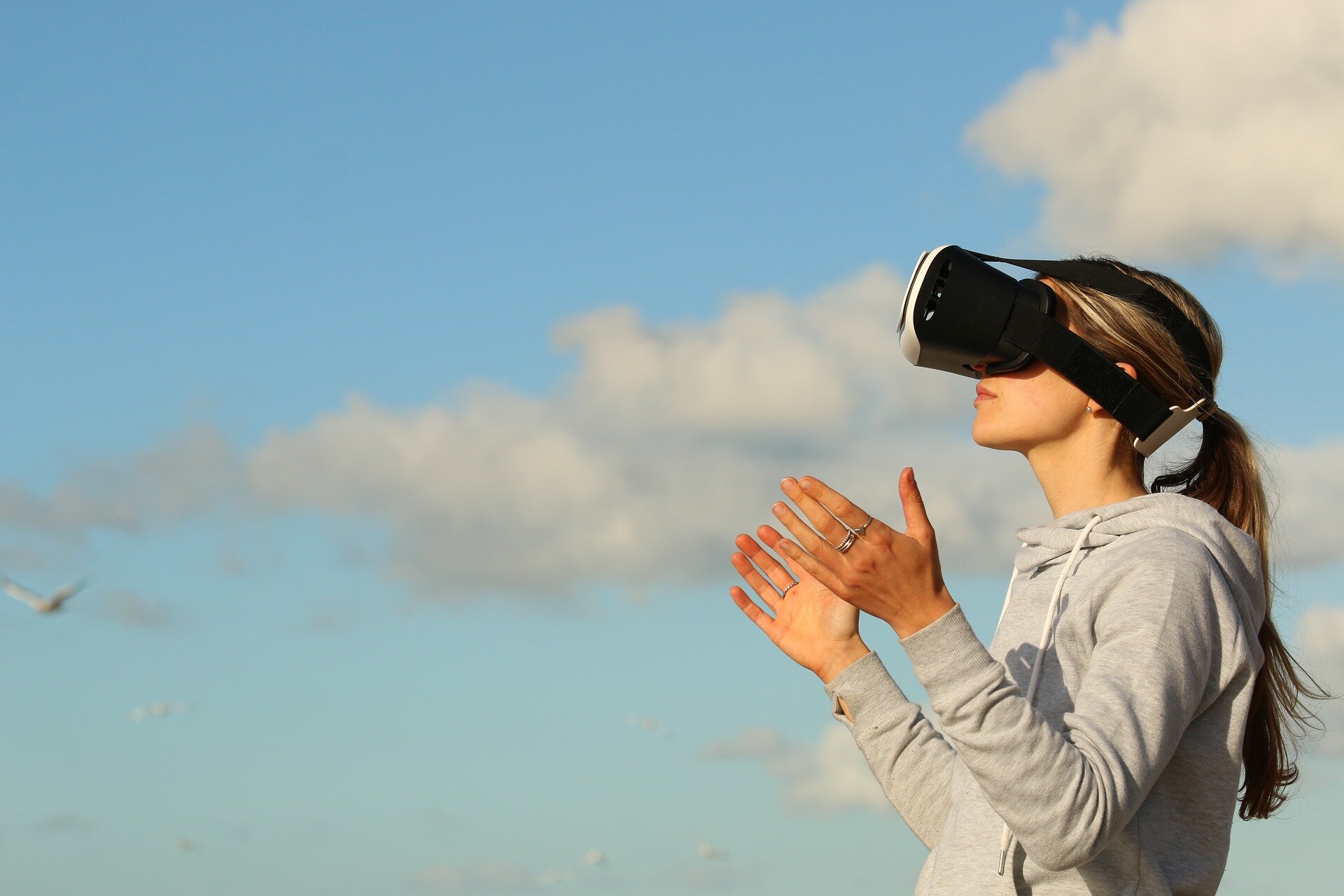 Woman using a VR headset