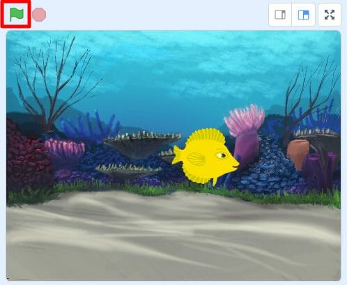 Green Flag on Top of Game Stage in Scratch