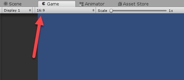 Unity aspect ratio set to 16:9