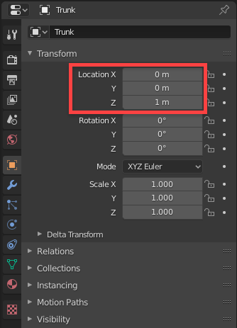 Assigning the model's location, position.