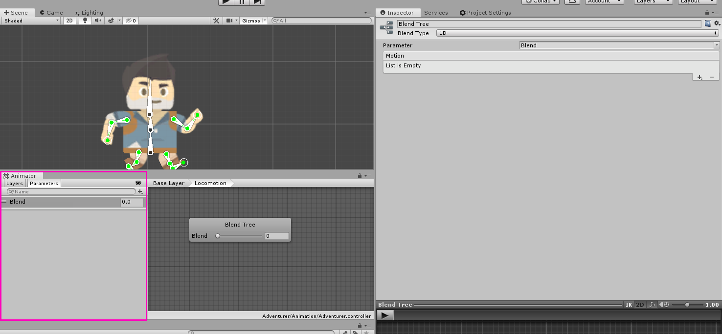 Parameters of the Unity Animator