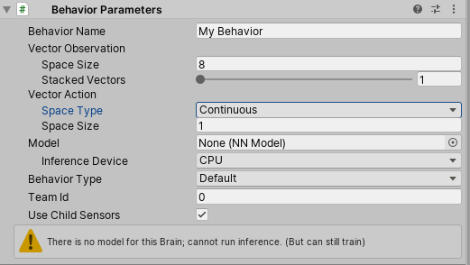 Action space size in Unity ML Agents