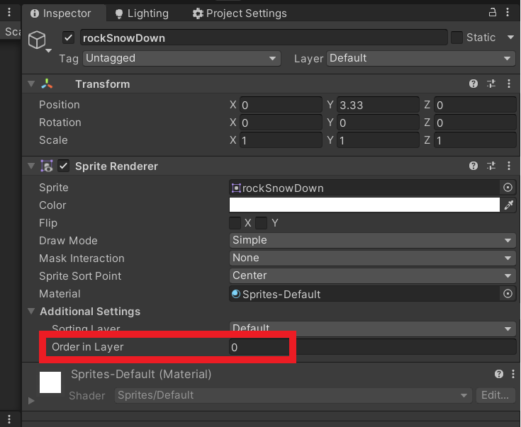 A highlighted sorting order value of 0