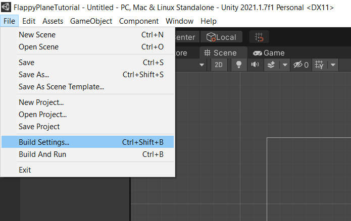 Navigating the the buildsettings