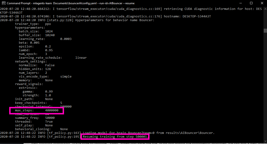 Training attempt 2 recognizing the config file