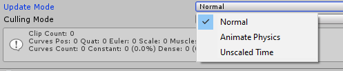 Update mode on the Unity Animator Component.