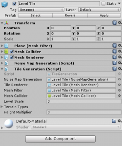 Level Tile object in the Unity Inspector
