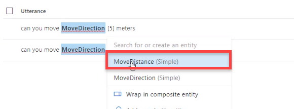 Utterance window with movedistance selected