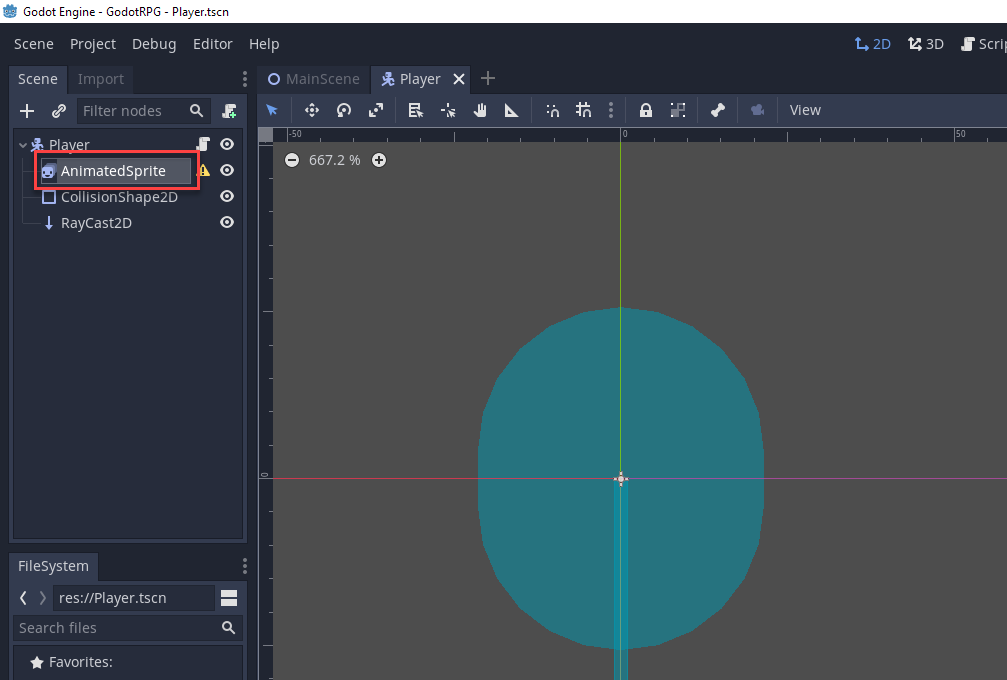 AnimatedSprite added to Player node in Godot