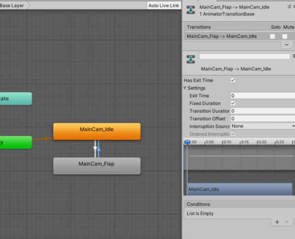 Game feel tutorial - Animator Transition Arrow