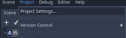 Godot Project Settings option in menu