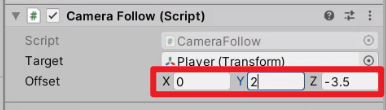 Camera with offset set in Camera Follow Script