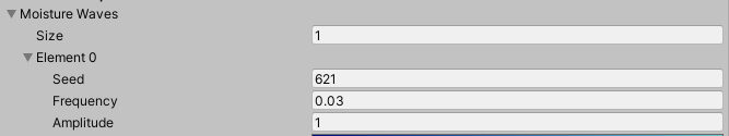 Moisture Waves settings in Unity for map generation