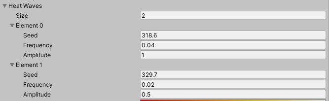 Heat Waves settings in Unity for procedurally generated map project