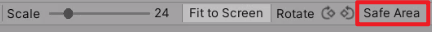 Safe Area option circled in Unity Device Simulator view