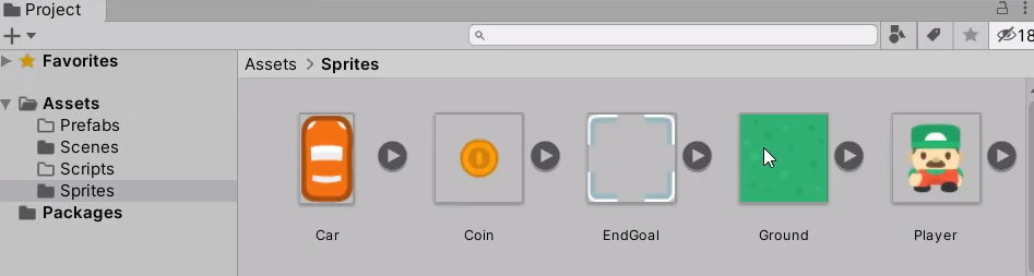 Sprites added to Unity Assets folder