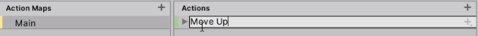 Actions options for Main action map with Move Up action being added