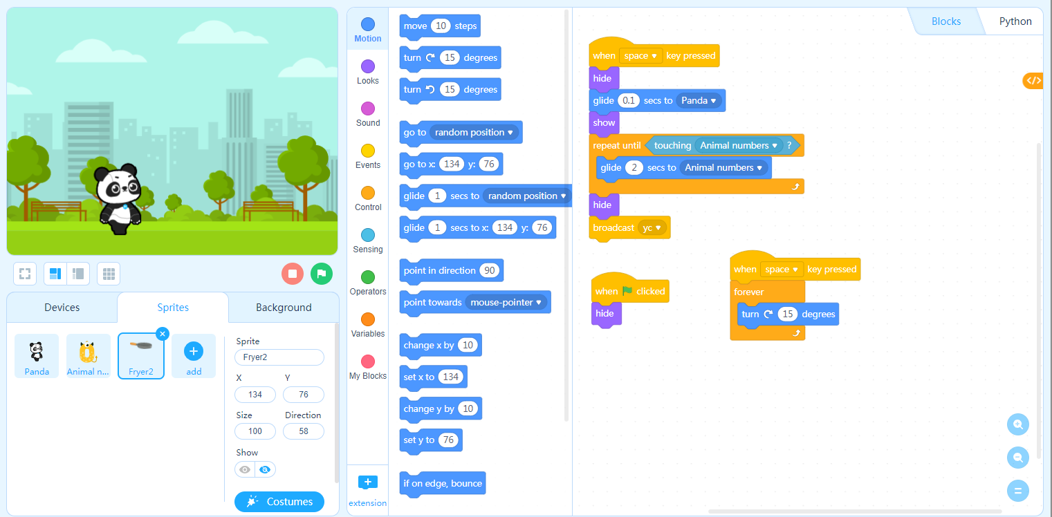 mBlock default project example