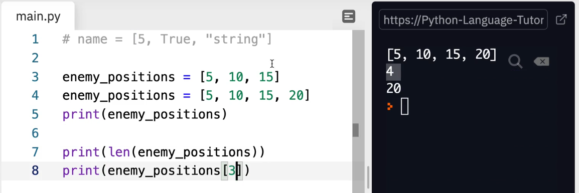 Python demonstration for tracking enemy positions