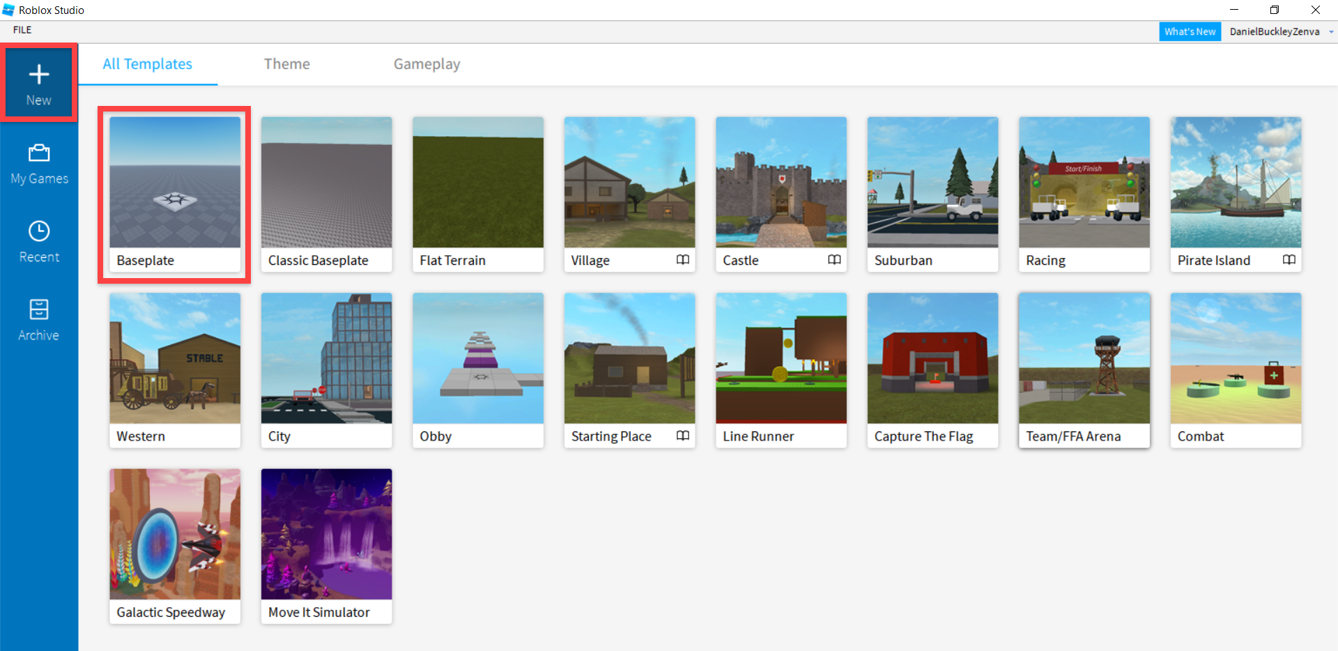 roblox studio template page