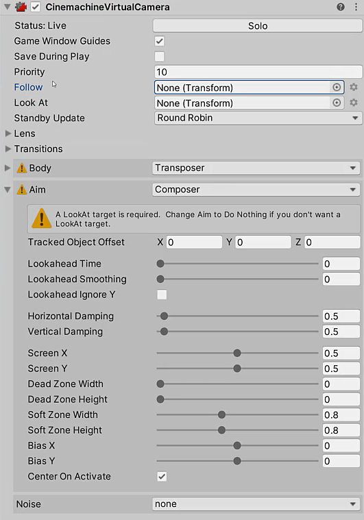 Virtual Camera Settings