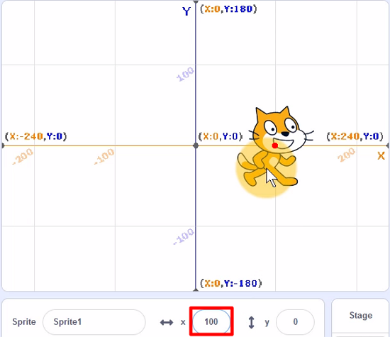 Updating the sprite's coordinates in Scratch