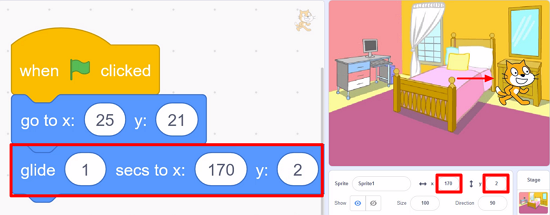 Using a 'glide' block in Scratch