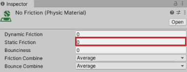 Setting the Static Friction to zero