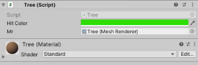 Setting the HitColor property in the Inspector