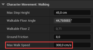 Max Walk Speed property