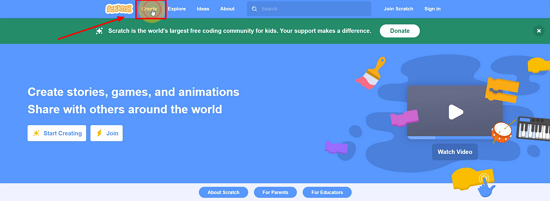 Scratch homepage