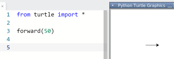Python turtle project going forward for 50 pixels