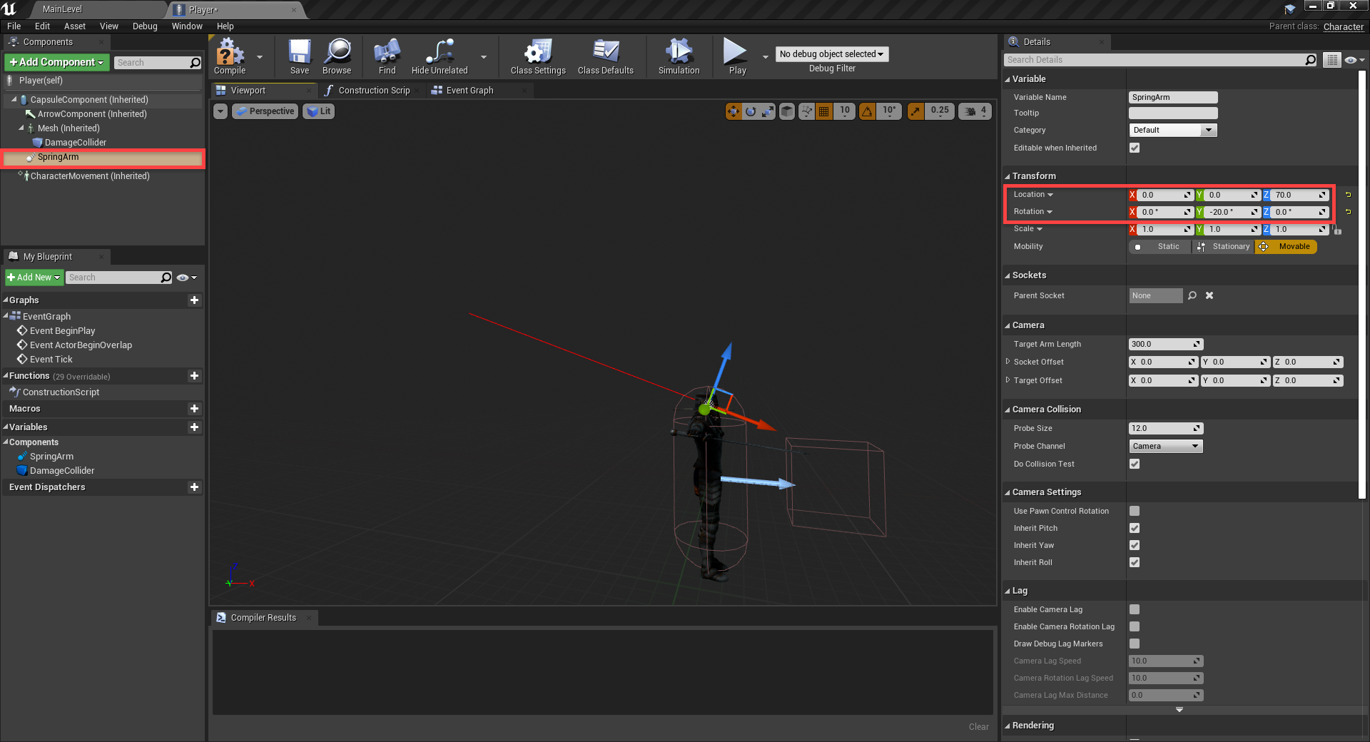 Spring Arm Component added to Unreal Engine project