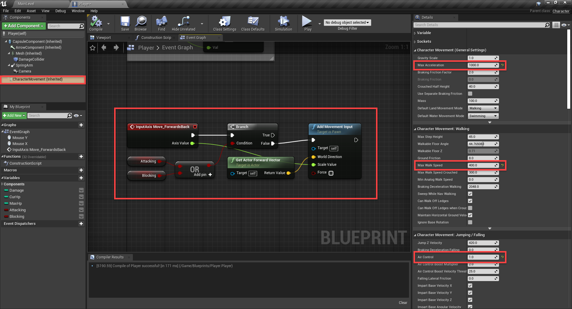 Event Graph logic for player movement