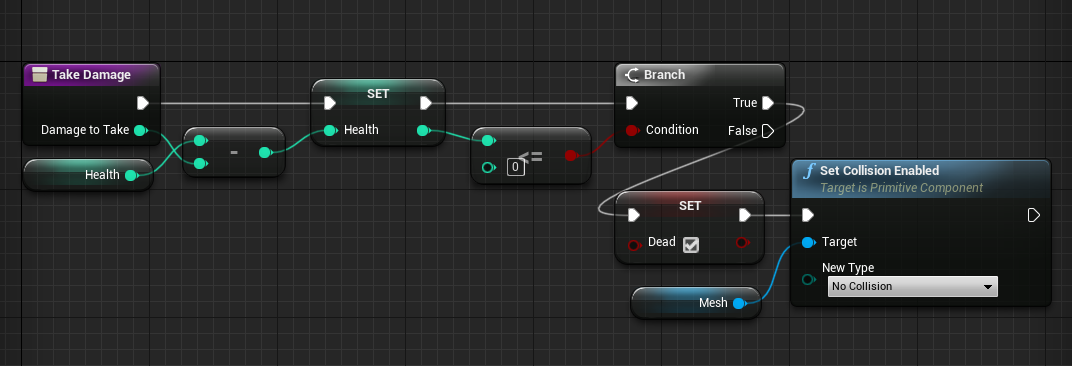 Event Graph logic for enemy to take damage from player