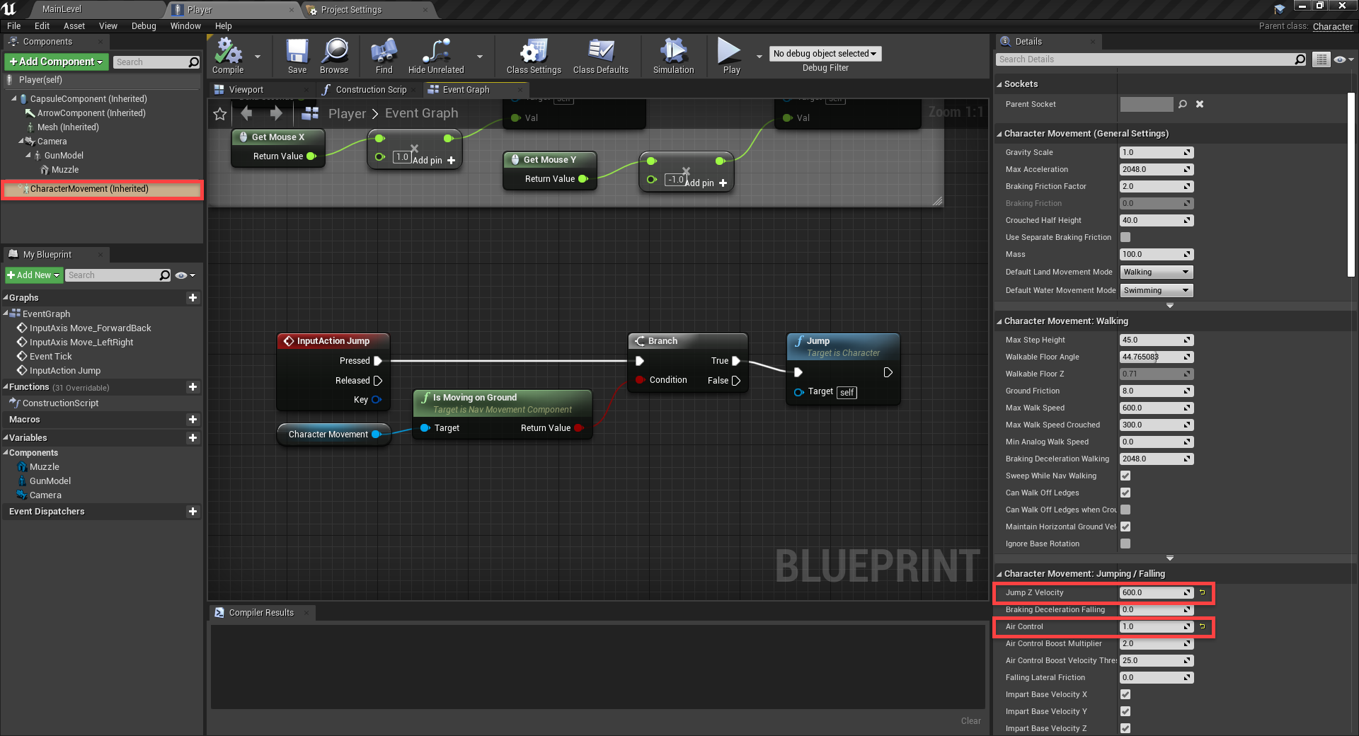 Event Graph overview for character movement