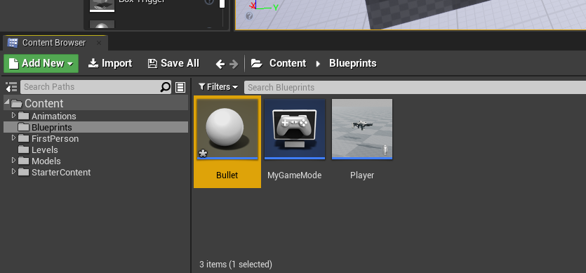 Bullet Blueprint created in Unreal Engine