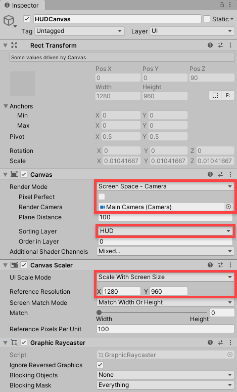 Creating the HUD canvas.