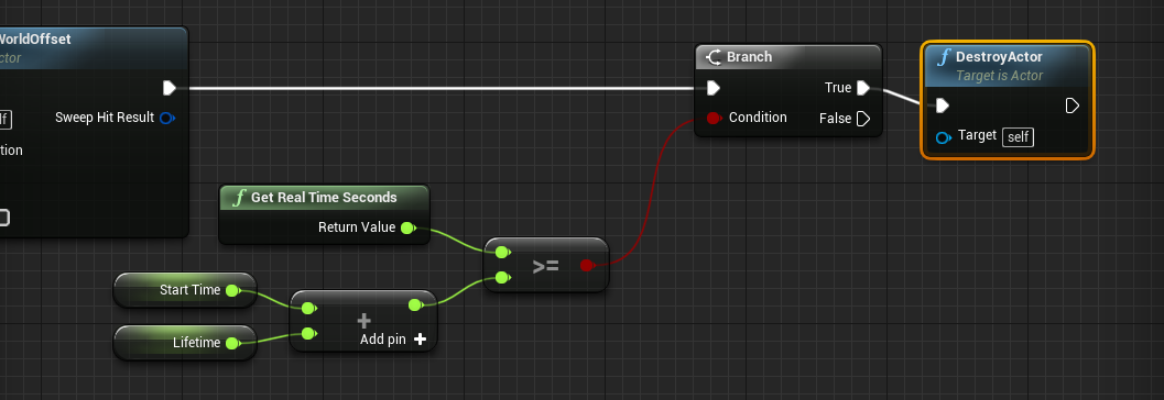 DestroyActor node for Bullet blueprint