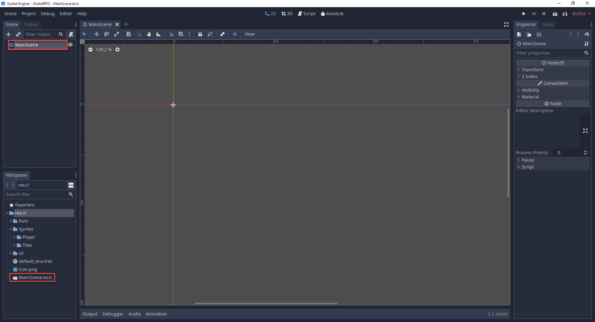 Godot with MainScene Node created