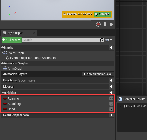 Variables available for Enemy in FPS Unreal project