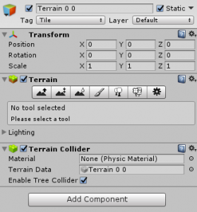 Terrain 0 0 object in the Unity Inspector